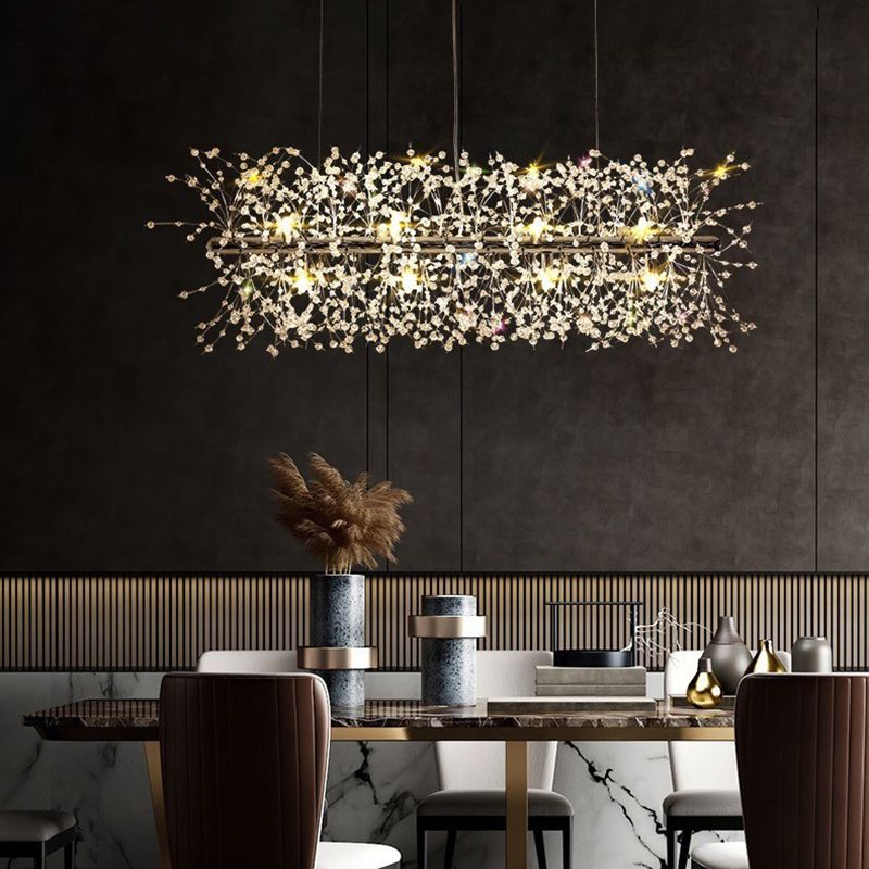 Nordic Style Iron Hanging Lamp Rectangle Shape Island Light Fixture for Bedroom