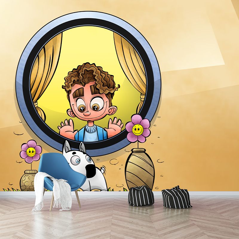 Illustration Mural Wallpaper Cartoon Characters Sitting Room Wall Mural