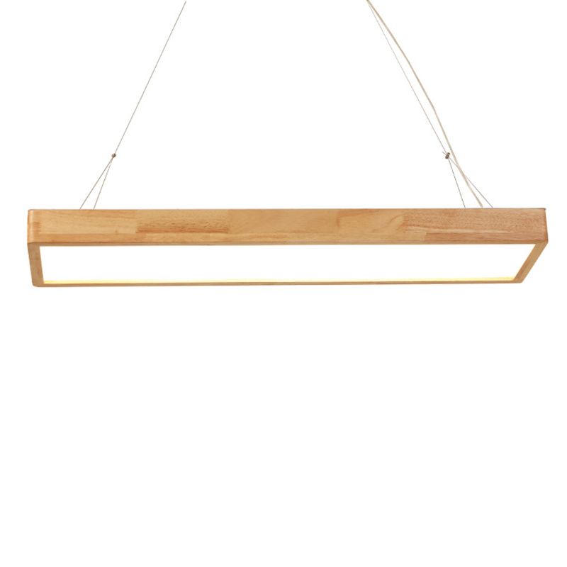 Wood Rectangle Island Lighting Fixture Modern Style LED Wooden Hanging Ceiling Light