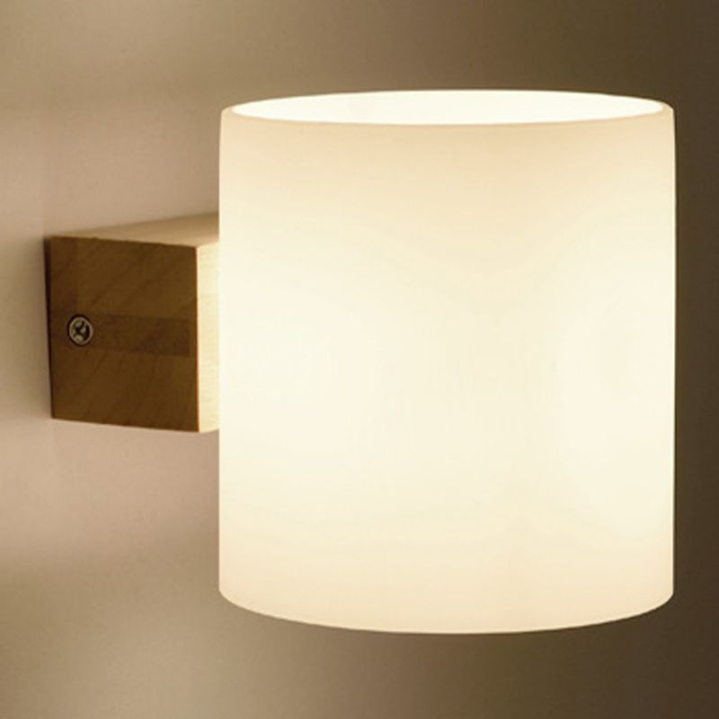 1-Light Wall Sconce Modern Style Wood Wall Lighting for Bedroom