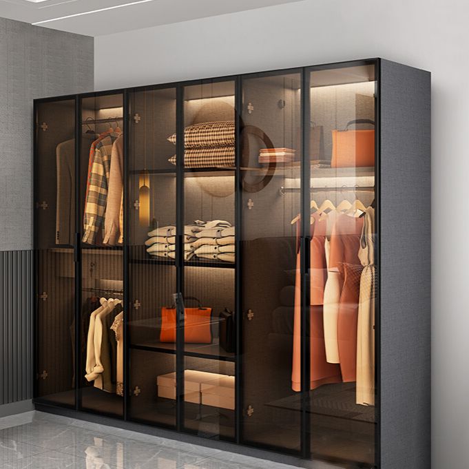 Contemporary Style Wardrobe Gray Colour Wooden Wardrobe Closet