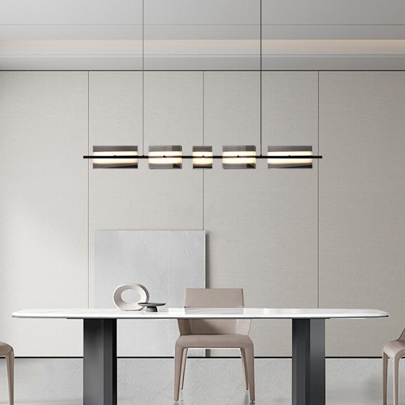 LED Island Light Multi Lights Island Hanging Light with Glass Shade for Dining Room