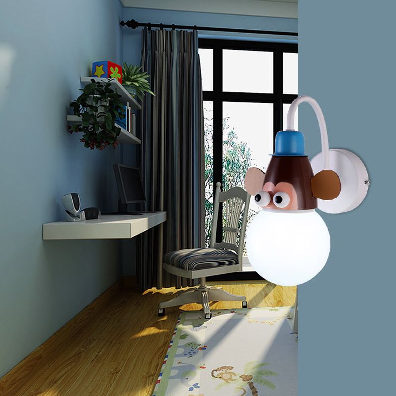 Metal Animal Face Wall Light 1 Head Cartoon Wall Sconce for Kid Bedroom Bathroom