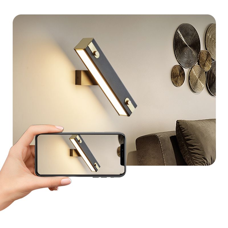 Lámpara de pared LED rectangular de aluminio en estilo creativo moderno de hierro forjado aplastador de pared giratoria con sombra acrílica