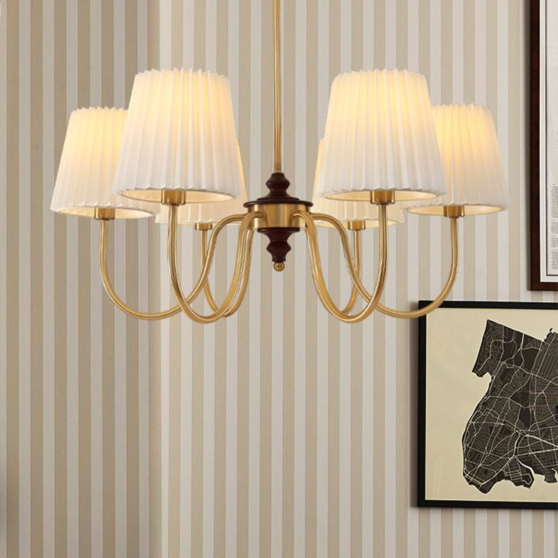 French Style Ceiling Light Cylinder Shape Ceiling Lamp with Fabric Shade for Bedroom