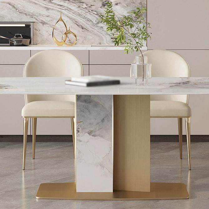 Luxury 1/4/5/7 Pieces Rectangle Dining Set Sintered Stone Top Dining Table with Chairs
