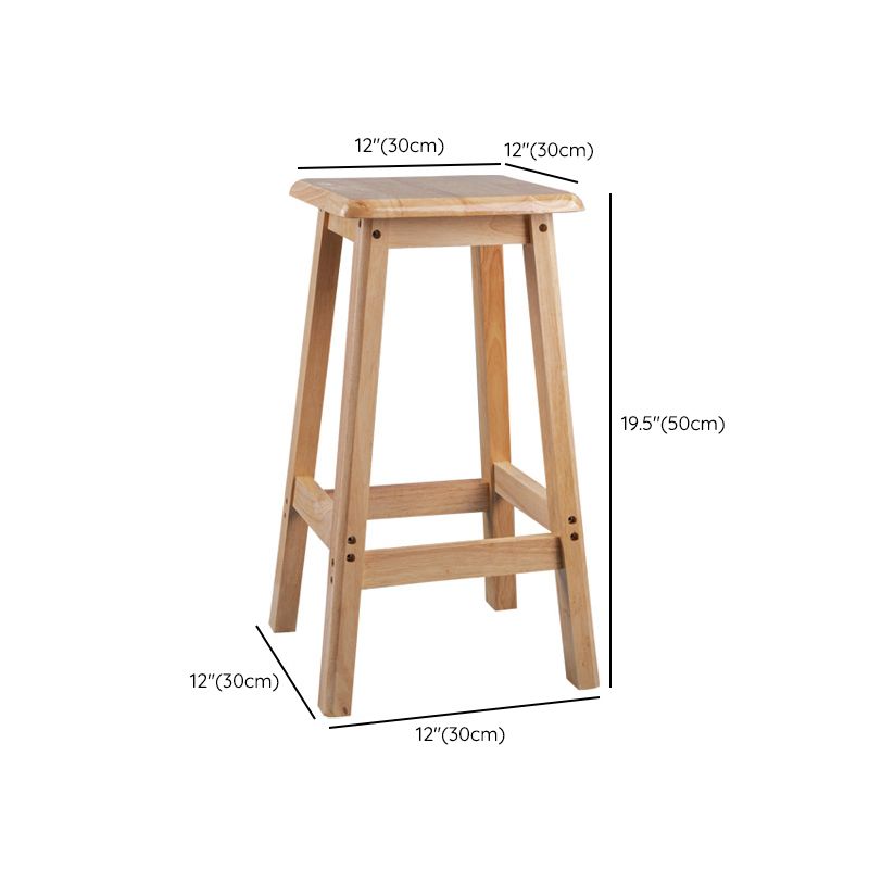 Contemporary Backless Square Seat Indoor Solid Wood Bar Stool