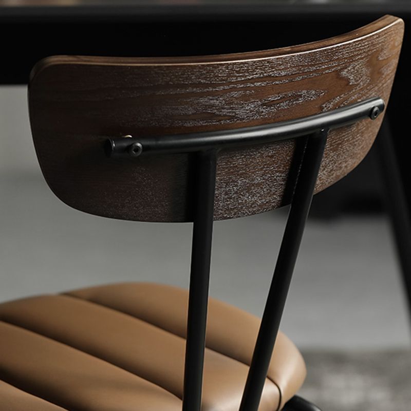 Home Kitchen Industrial Side Chair PU Leather Upholstered Armless Chair