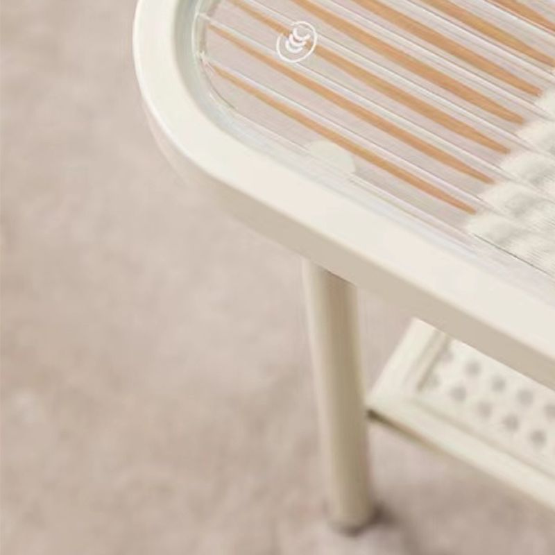 4 Legs Coffee Table Contemporary Glass Top Coffee Cocktail Table with Shelf