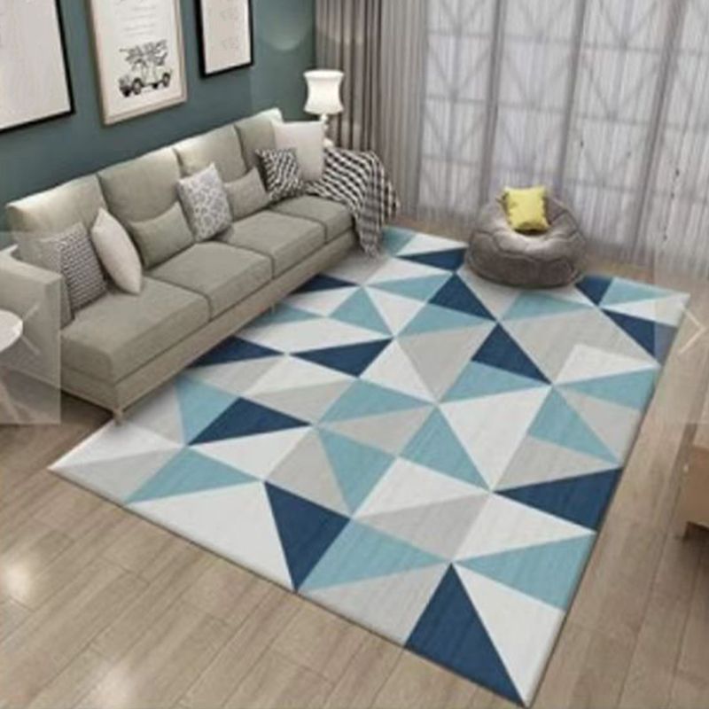 Geometric Pattern Rug Modern Style Living Room Carpet Polyester Washable Area Rug