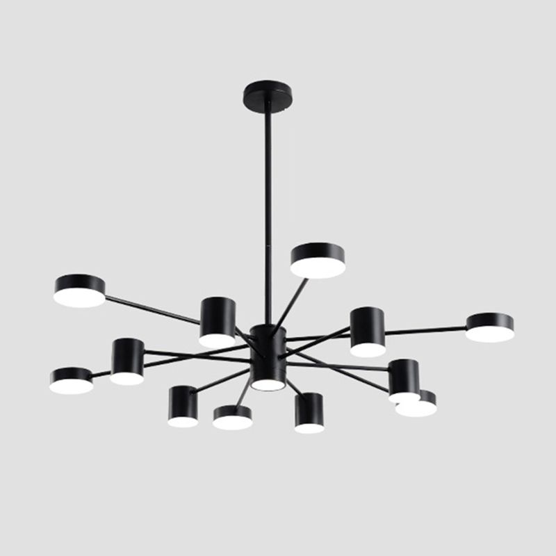 Multi Light Cylindrical Branch Hanging Lights Modern Style Metal Hanging Lighting in Black