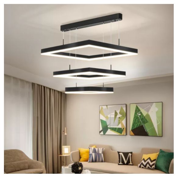 Modern Minimalist Style Multiple Squares Pendant Lighting Fixtures Metal Pendant Light Kit