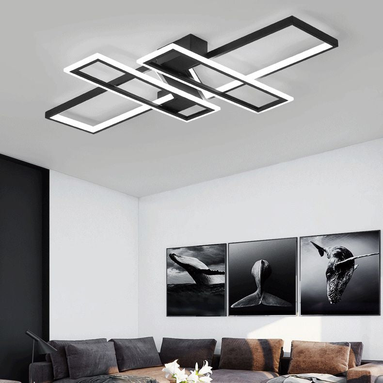 Montaje empotrado de techo de dormitorio LED de metal moderno con luz de montaje semiempotrado de bloque rectangular superpuesto