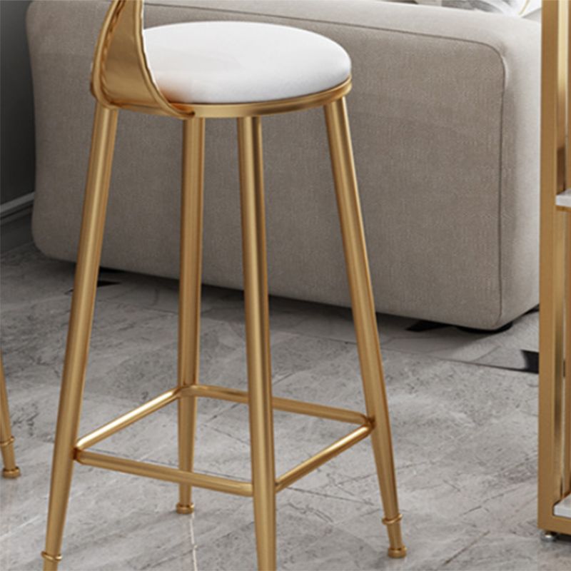 Faux Leather Armless Counter Stool Glam Style Round Low Back Bar Stool