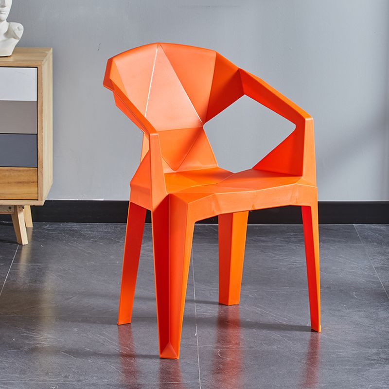 Home Contemporary Arm Chair Solid Back Plastic Stackable Dining Room Chair