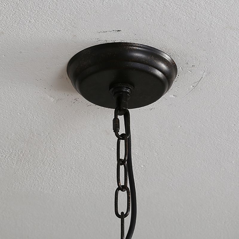 5 Bulbs Candle Hanging Lamp Countryside Distressed White Iron Chandelier Lighting with Wood Beads