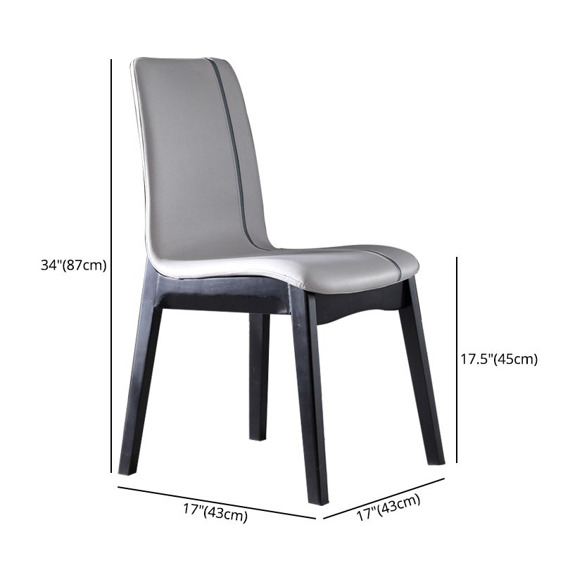 Contemporary Home Side Chair Solid Back Upholstered Wood Dining Room Chair