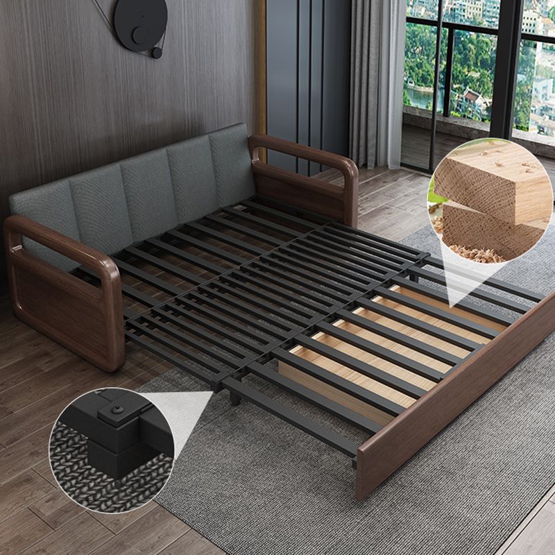 31.49" Wide Futon Sofa Bed with Storage Foldable Linen Gray Oak