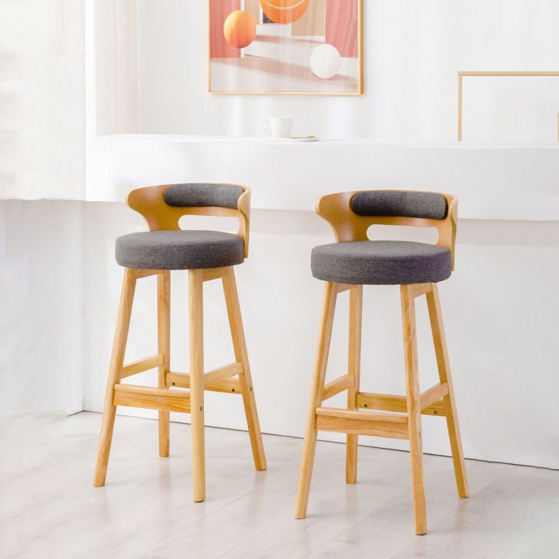 Contemporary Round Bar and Counter Stool Low Back Stool with 4 Legs