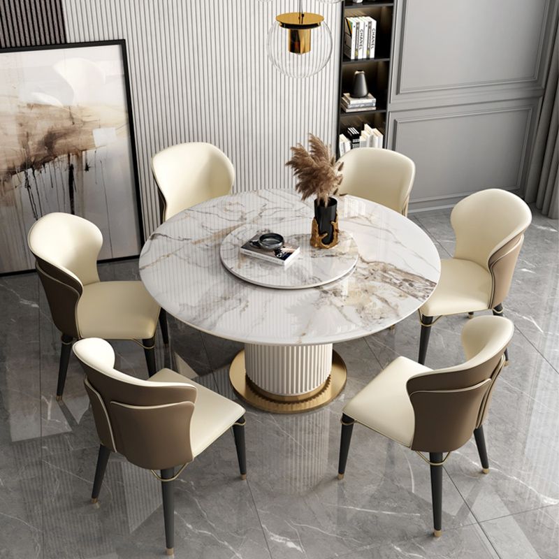 Minimalist Style Leather Dining Side Chairs Wingback Armless Chairs for Home Use