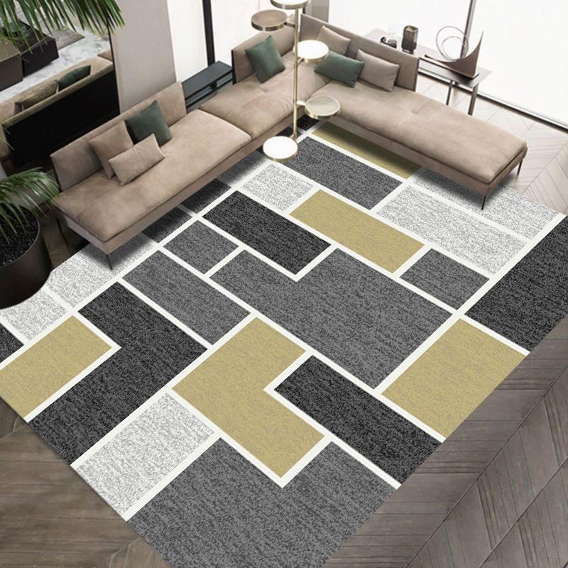 Modern Area Rug Graphic Pattern Carpet Polyester Non-Slip Backing Indoor Carpet for Living Room