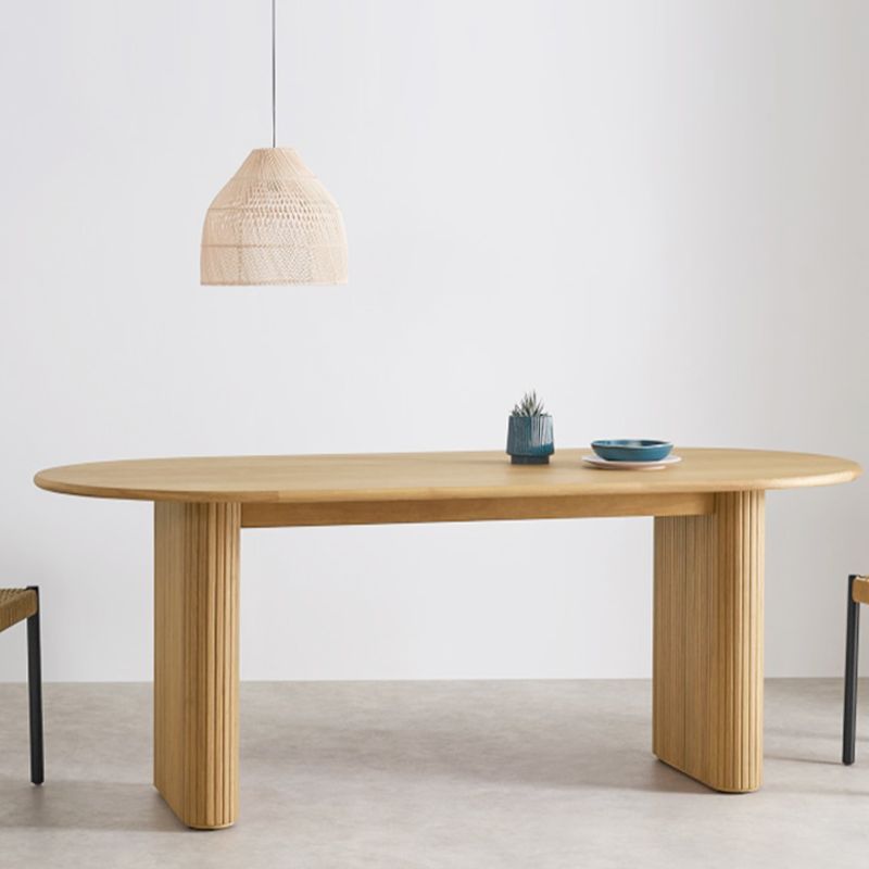 Double Pedestal Furniture Simplicity Style Oval Solid Wood Dining Room Collection