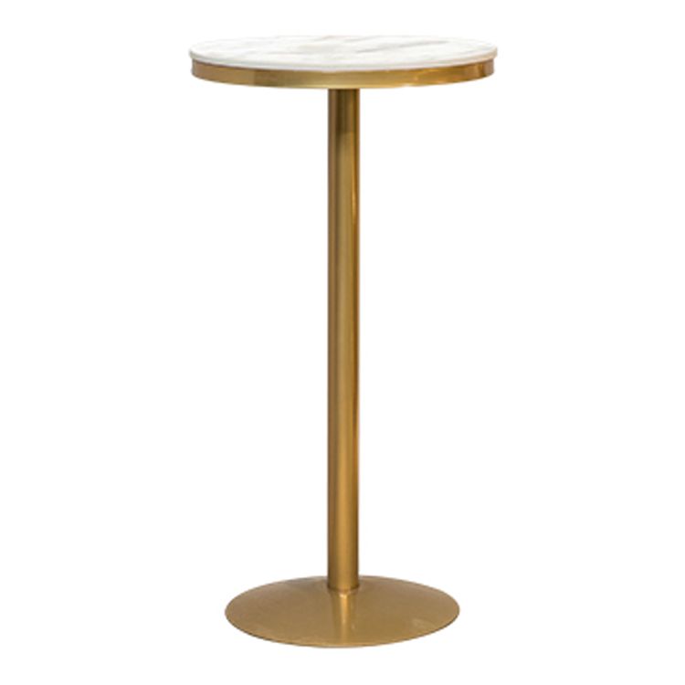 Artificial Marble Bar Table Glam Style Gold Base Bistro Table for Indoor