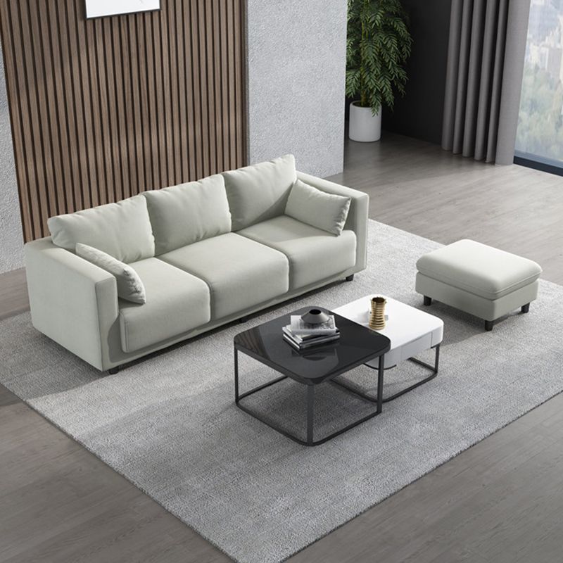 Contemporary Tuxedo Arm Standard Sofa with Bolster Pillows for Living Room, Apartment