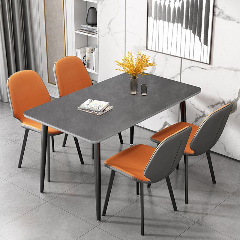 Rectangular Modern Style Sintered Stone Dining Table Dining Furniture with 4 Legs Metallic Base