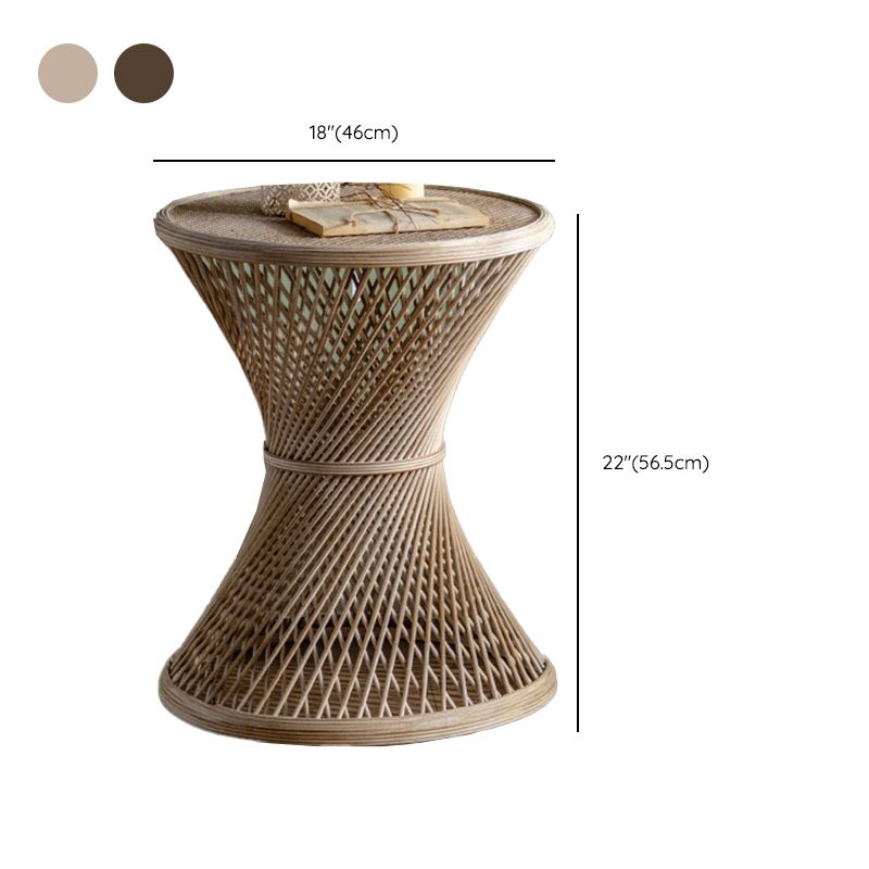 Rustic Corner Table Round Pedestal Distressed Accent Side Table