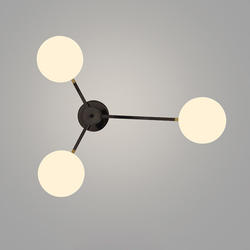 Modern Ceiling Lighting White Glass Semi Flush Mount for Living Room
