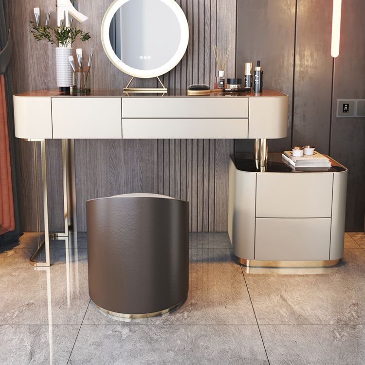 Luxurious Wood and Metal Make-up Vanity 5 Drawers Dressing Table