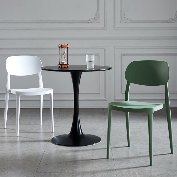 Scandinavian Plastic Armless Dining Chairs Stackable Open Back Side Chair (Set of 4)