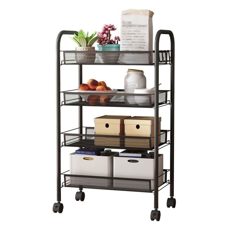 Modern Steel Etagere Bookshelf 3/4/5-Shelf Vertical Open Bookcase with Caster Wheels