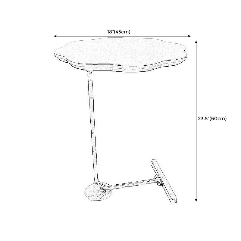 24.4"Tall Mental Pedestal Side Table Black/white/grey Naturally Shaped Top End Table