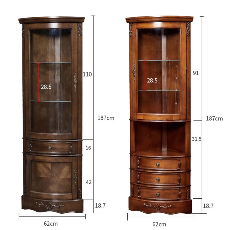 Triangle Accent Cabinet Solid Wood Storage Cabinet with  Drawer