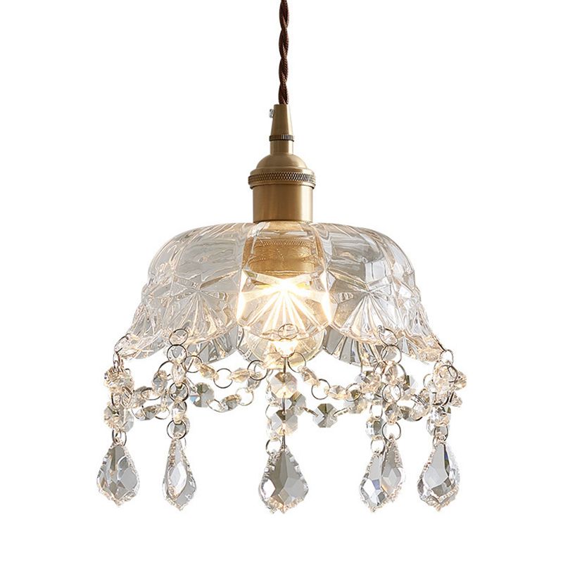 Shaded Glass Pendant Ceiling Light Contemporary Style Clear Hanging Ceiling Light