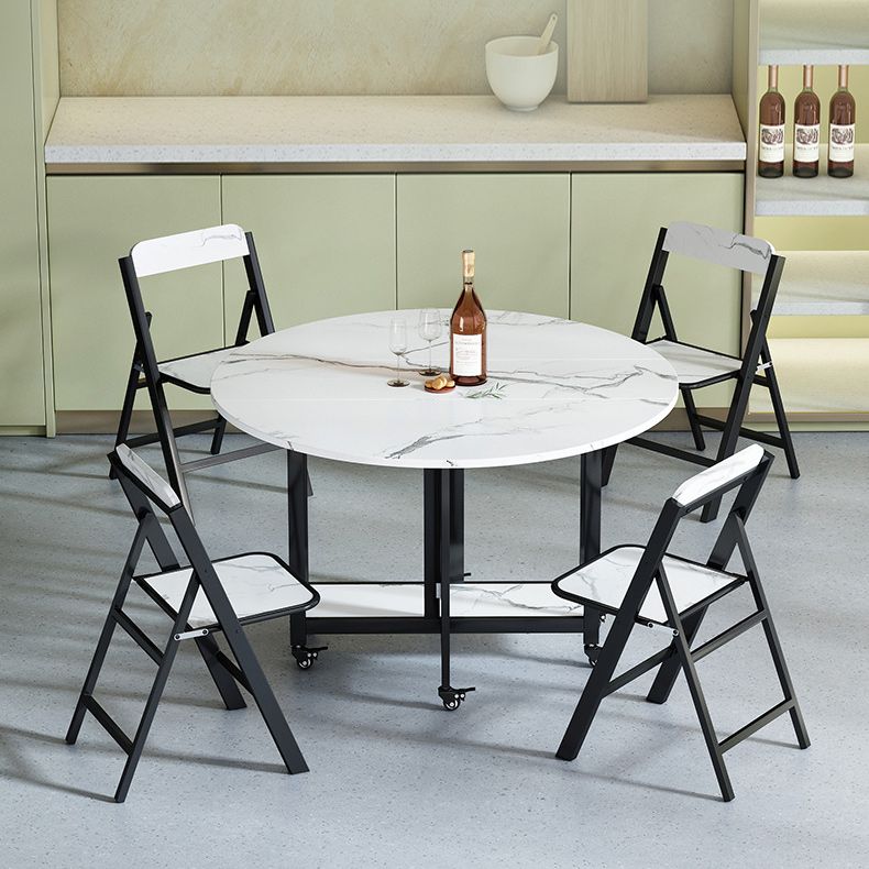 Folding Dining Table Faux Marble Dining Table with Black Frame