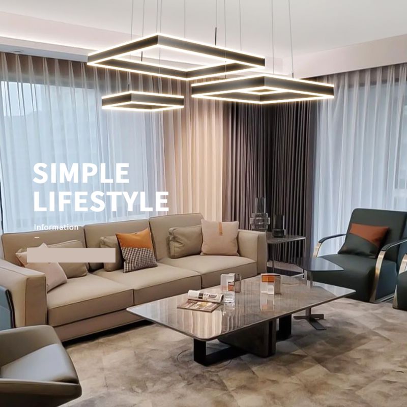 Modern vierkante kroonluchter licht multi-tier hangende hanglampen met acrylschaduw