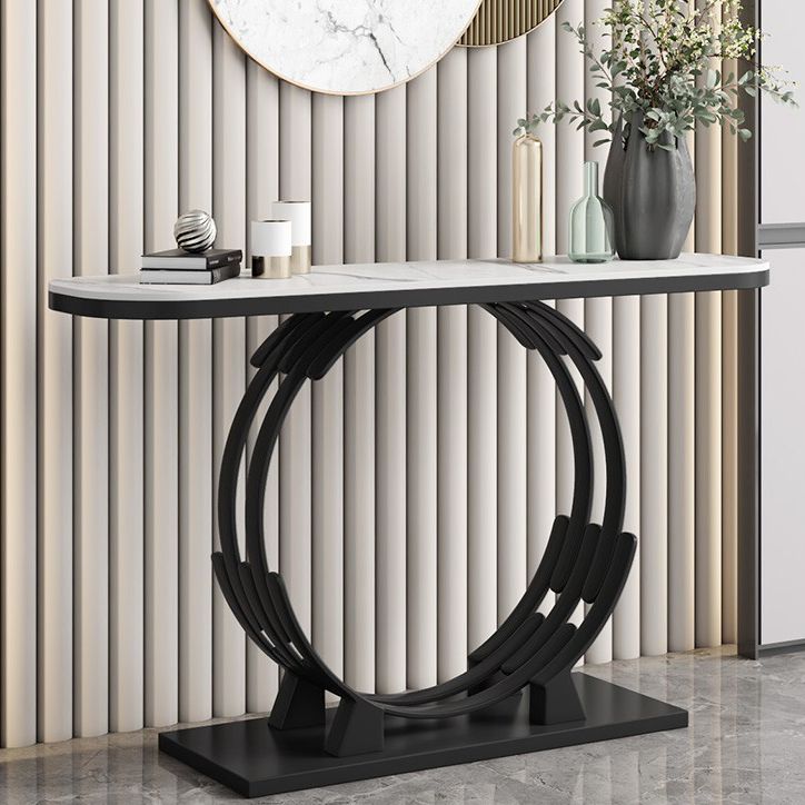 Glam Marble and Metal Rectangle Console Accent Table for Hall