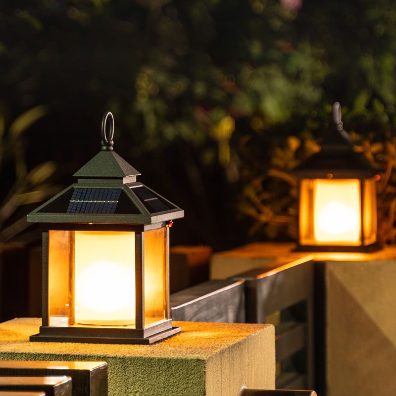 LED Black Solar Pillar Lamp Waterproof Outdoor Light for Garden