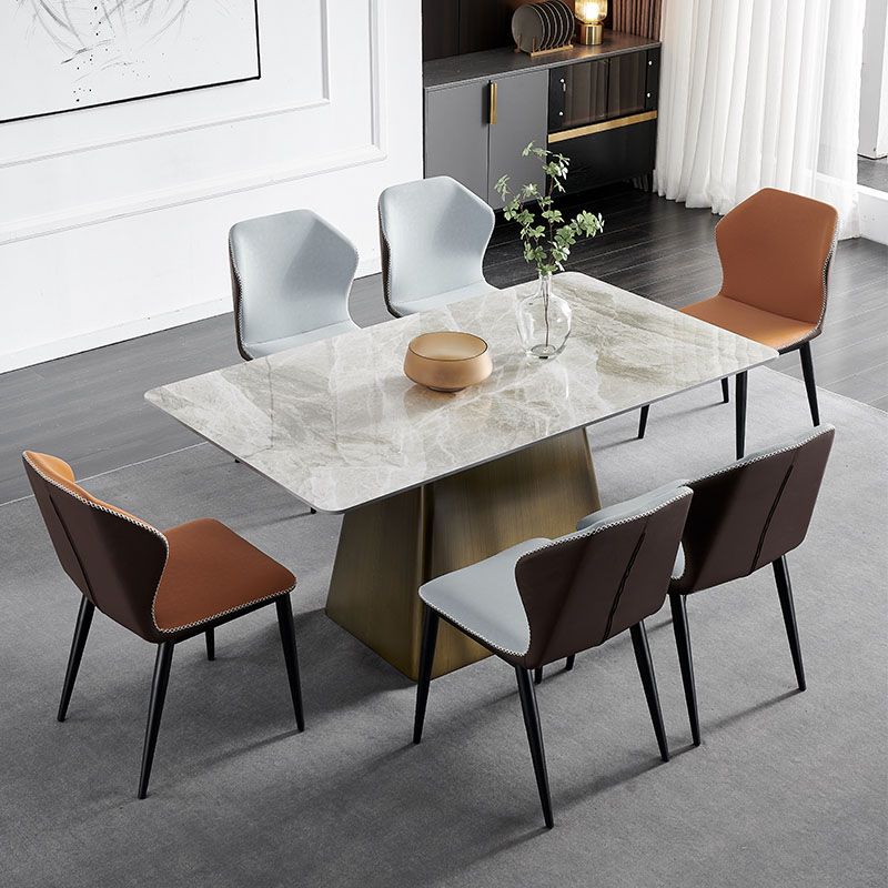 Silla de comedor de metal industrial, silla sin brazos de comedor de cuero sintético para uso en restaurantes