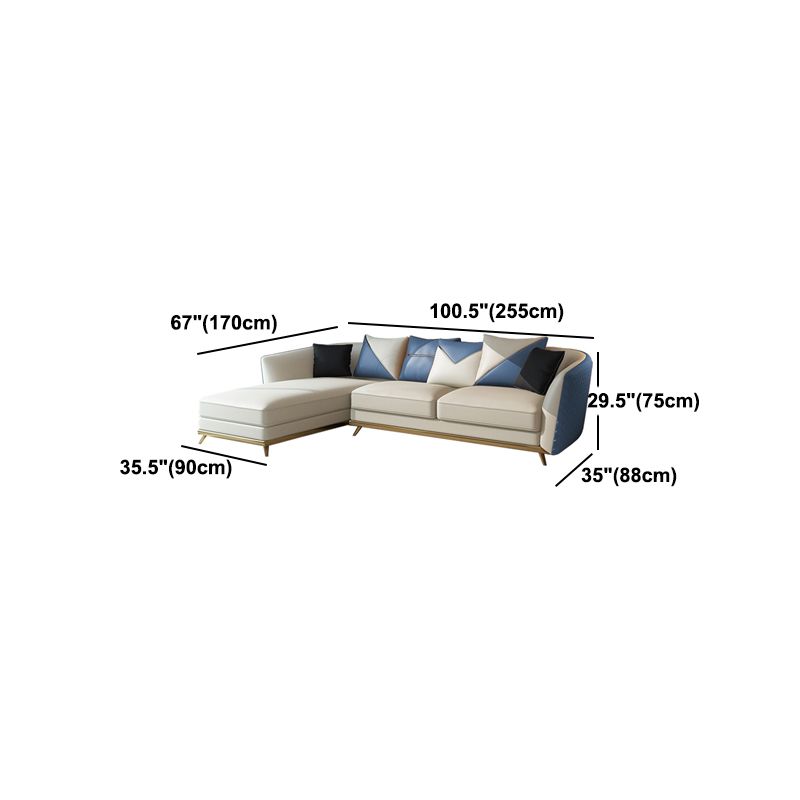 Leather Tuxedo Arm Sectional Sofa 29.53"High Modern Cushion Back Sofa