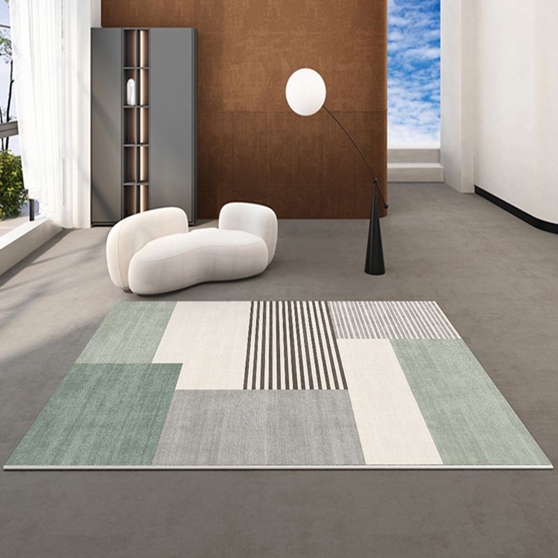 Green Modern Carpet Polyester Color Piece Carpet Stain Resistant Carpet for Drawing Room