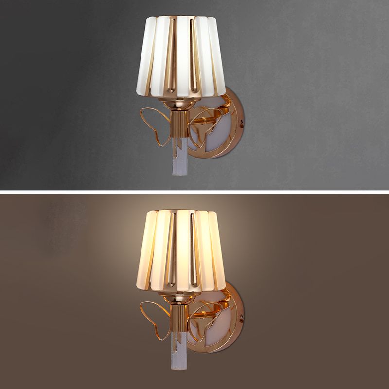 Rose Gold Small Wall Lighting Minimalist 1-Light Prismatic Crystal Sconce for Hallway