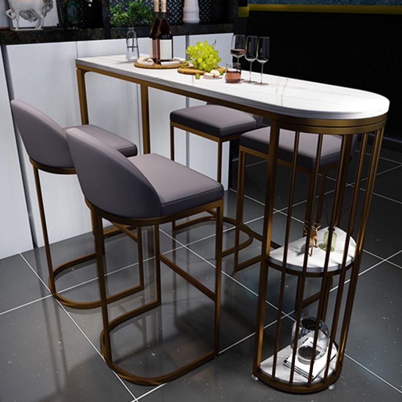 Modern White Sintered Stone Table Metal Base Table for Kitchen Living Room