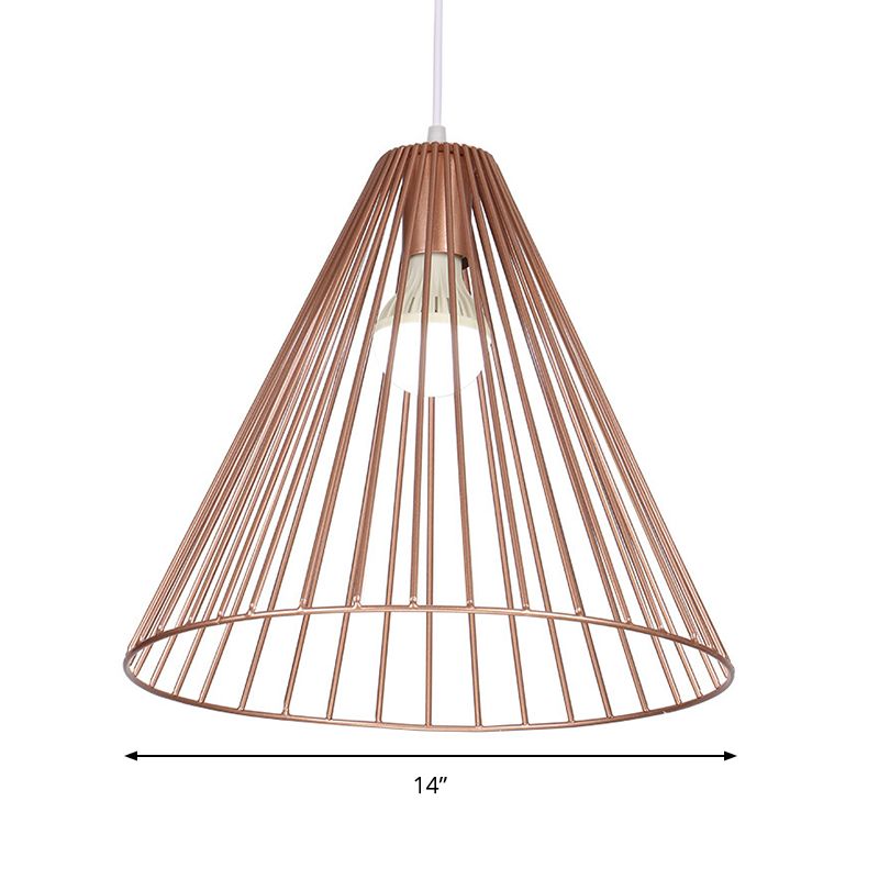 Restaurante cónico péndulo de metal ligero 1 colgante de gota contemporáneo ligero en oro rosa