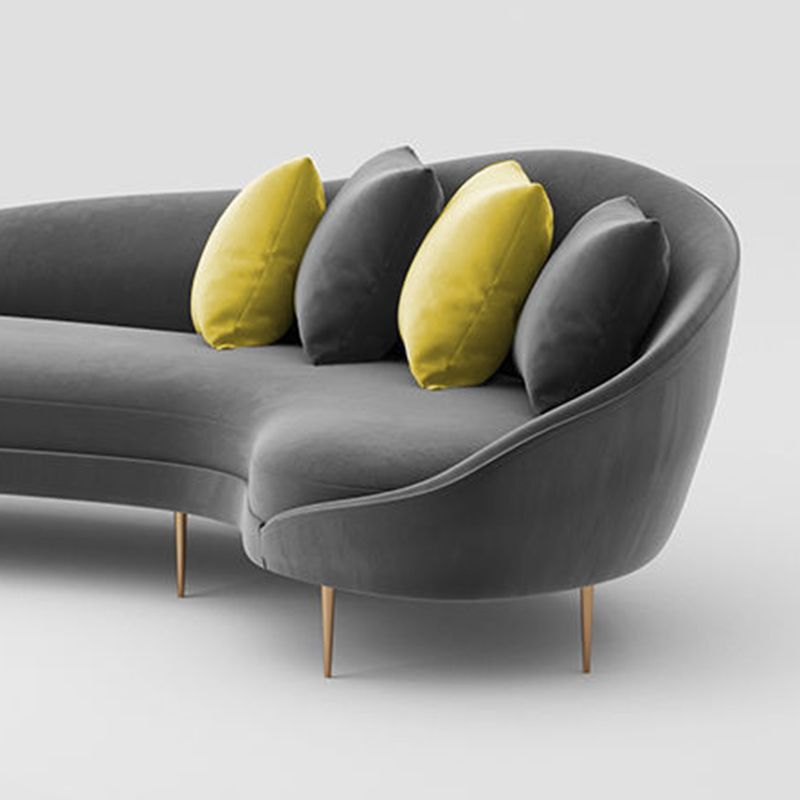 Sloped Arm Curved Sofa ,Wool Contemporary 38.19" W Sofa for Apartment