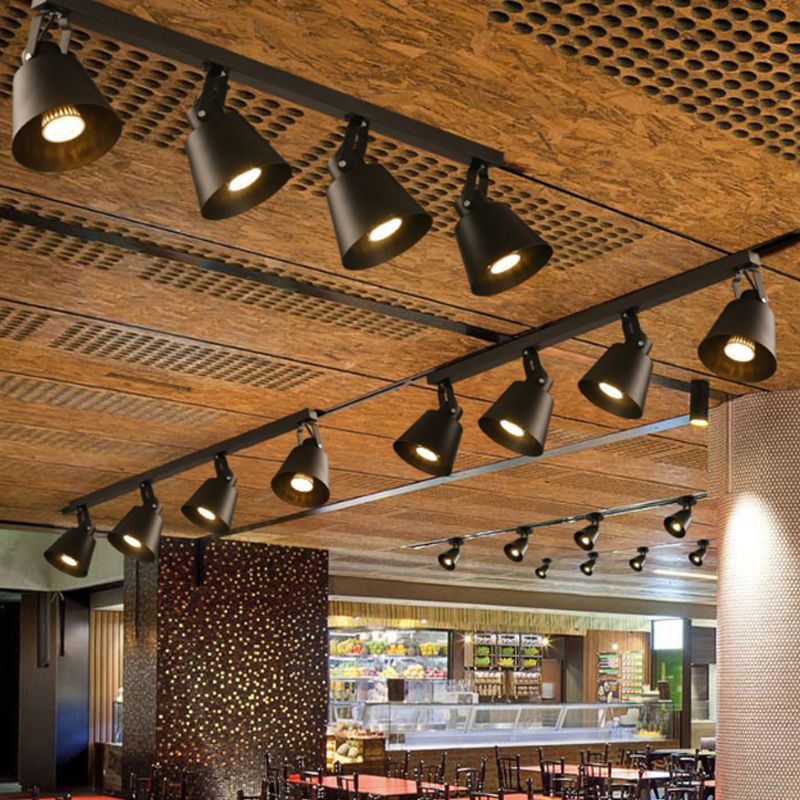 2/3/4 Lights Bucket Ceiling Light Fixture Loft Stylish Black/White Finish Metal Rotatable Semi Flush Mount Lighting