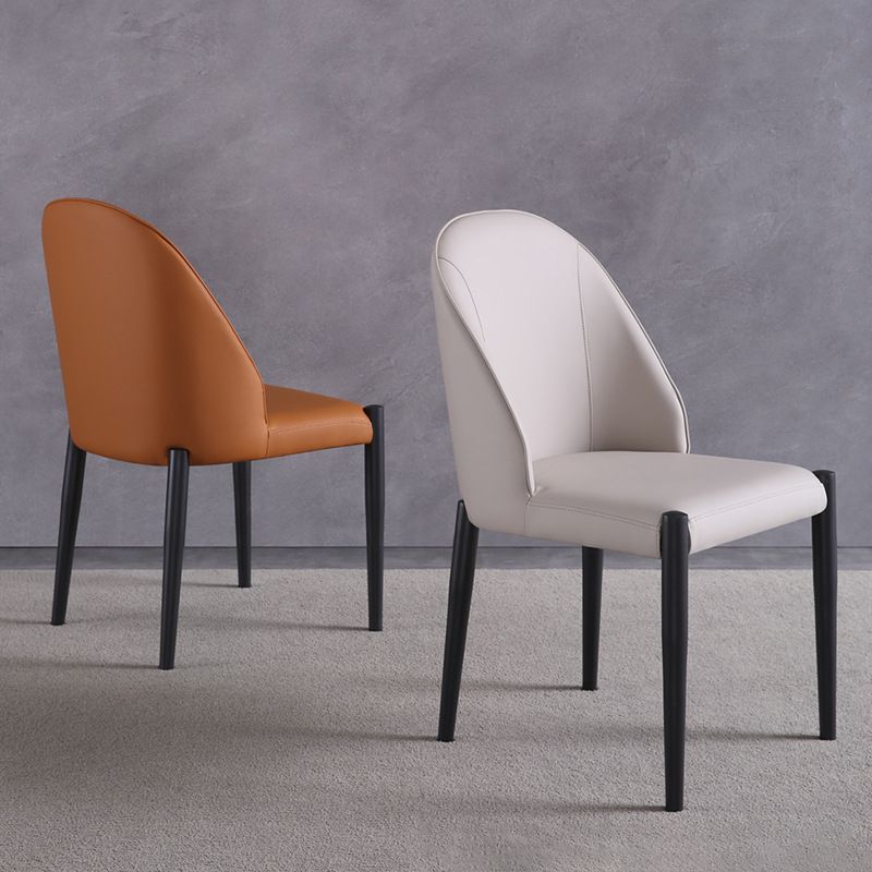 Industrial Faux Leather Chair Armless Side Chairs with Metal Legs for Home Use